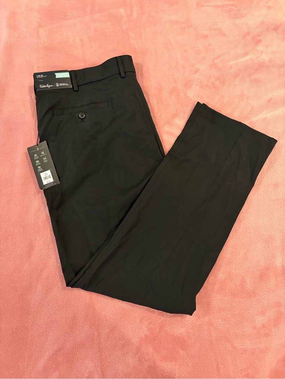 Walter Hagen Black Flat-Front Dress Pants